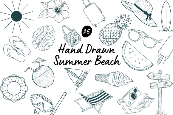 25 Hand Drawn Summer Beach Line Art: Your Guide to Sun-Soaked Design