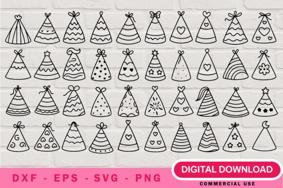 Celebrate in Style: The Party Hat Outline SVG Bundle