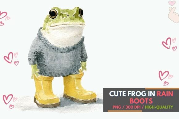 Cute Frog in Rain Boots Watercolor PNG: A Guide to Whimsical Design
