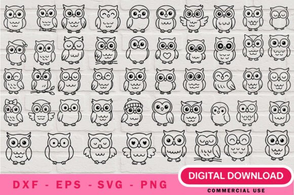 Cute Owls Outline SVG Bundle: Woodland Charm for Crafters