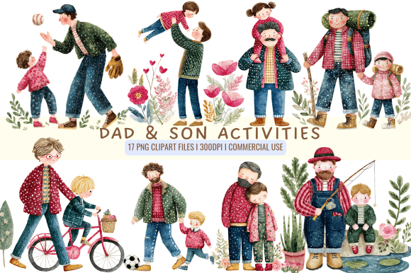 Dad & Son Activities Cliparts: Capturing the Bond