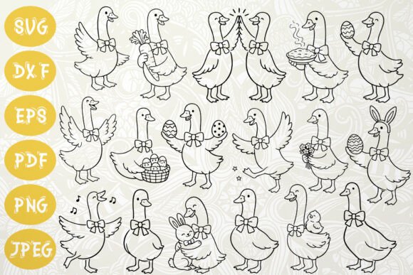 Easter Goose Line Art SVG Bundle: Whimsical Spring Crafting