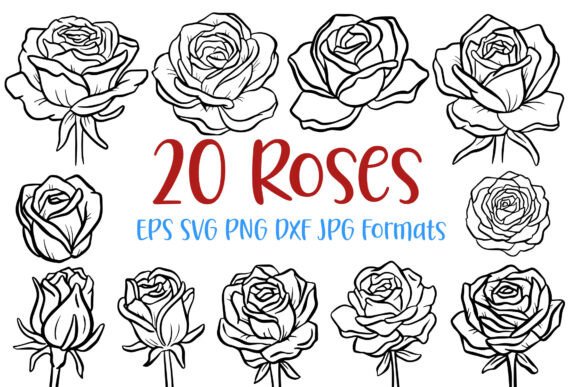 Elevate Your Projects with 20 Rose Floral Wildflower SVGs