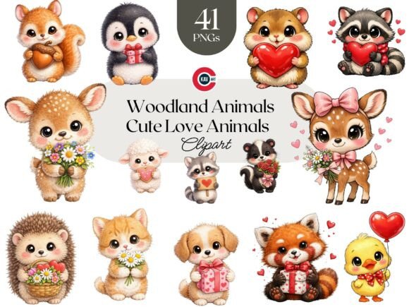 Enchanting Your Designs with Cute Woodland Love Romantic Animals