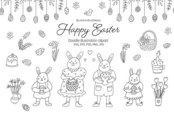 Happy Easter Doodle Clipart SVG: A Playful Design Toolkit