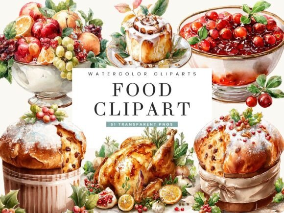 Infuse Your Designs with a Watercolor Food Clipart Bundle