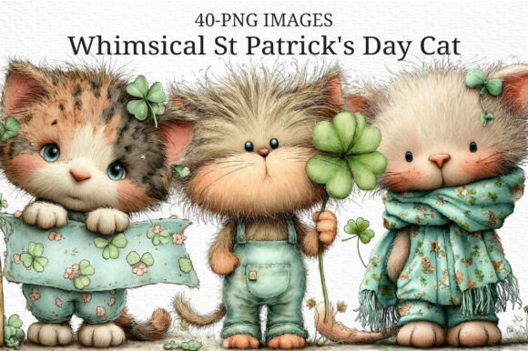 Irish Charm Meets Feline Whimsy: Designing with St Patrick's Day Cat Clipart