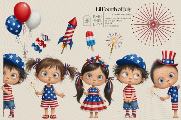 Lil Fourth of July Clipart Bundle: A Sweet Patriotic Collection
