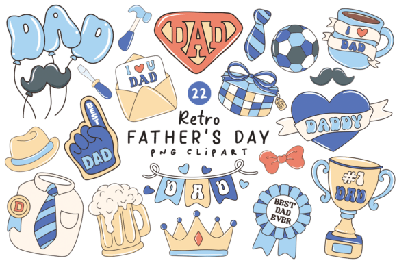 Retro Father's Day PNG Clipart: Creative Assets for Dad