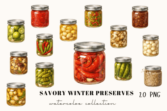 Savory Winter Preserves: Watercolor Art for Your Pantry Projects