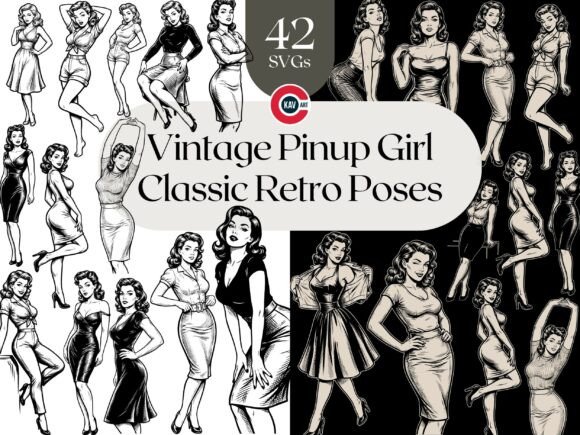 Vintage Retro Pinup Girl Vector SVG Art for Designers