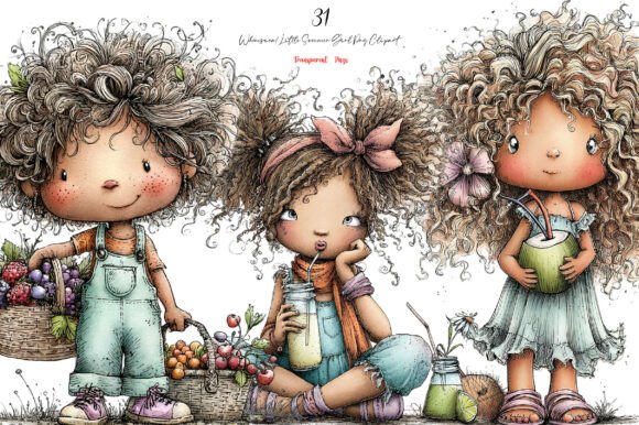 Whimsical Little Summer Girl PNG Clipart for Crafts