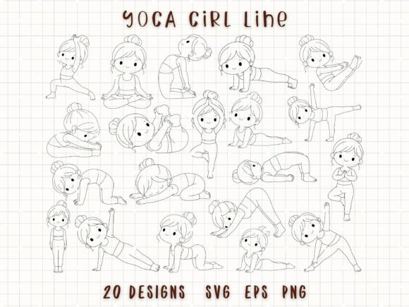 Yoga Girl Doodle SVG Fitness Clipart for Creative Projects